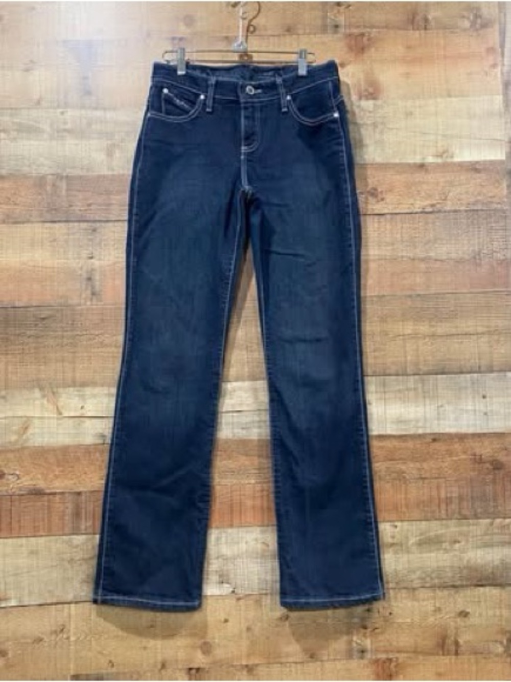 Wrangler Women's Q Baby No Gap Dark Blue Boot-Cut Jeans Size 3/4